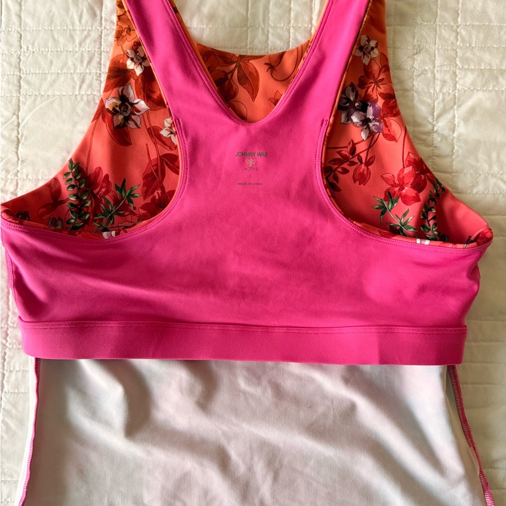 Johnny Was Pink and Orange Floral Tank Top - Picture 7 of 7
